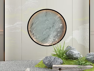 Courtyard landscape sketch courtyard withered landscape stone Zen landscape 3d model