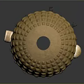 Yellowish Decorative Dome Container With Intricate Geometric Patterns And Small Ornate Base Piece