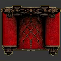 Ornate Antique Luxury Chair Featuring Red Upholstered Diamond Pattern And Carved Wooden Frame
