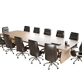 Light Wooden Conference Table With Black Office Chairs And Documents In Modern Meeting Room
