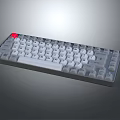 White and Gray Computer Keyboard with Red Accent Key and Sleek Design 3d model