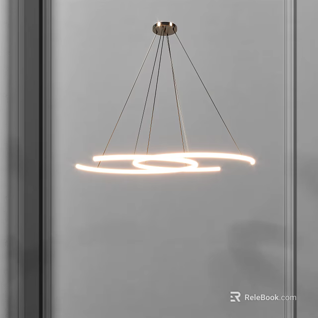 Modern Minimalist Pendant Light With Circular Illuminated Rings And Hanging Linear Design 3d model 