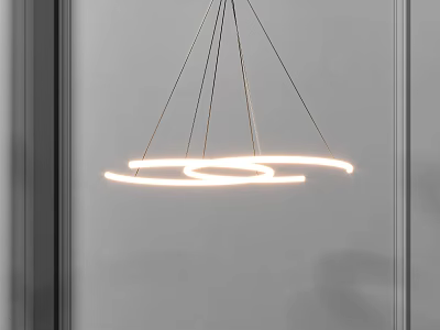 Modern Minimalist Pendant Light With Circular Illuminated Rings And Hanging Linear Design 3d model