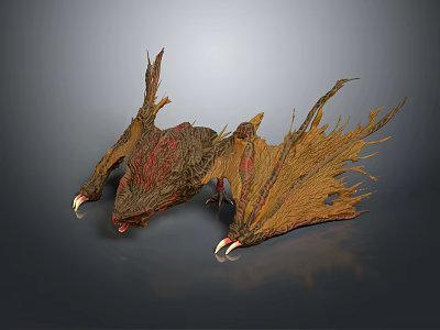 Mythical Dragon Creature With Large Wings Sharp Claws And Textured Brown Red Skin 3d model