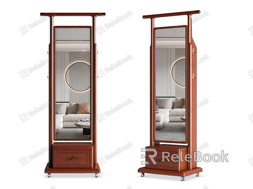 New Chinese Style Hanger Solid Wood Floor-standing Clothes Frame Floor-standing Hanger Dressing Mirror model