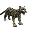 Realistic Clouded Leopard Figure In Standing Pose With Open Mouth And Spotted Fur