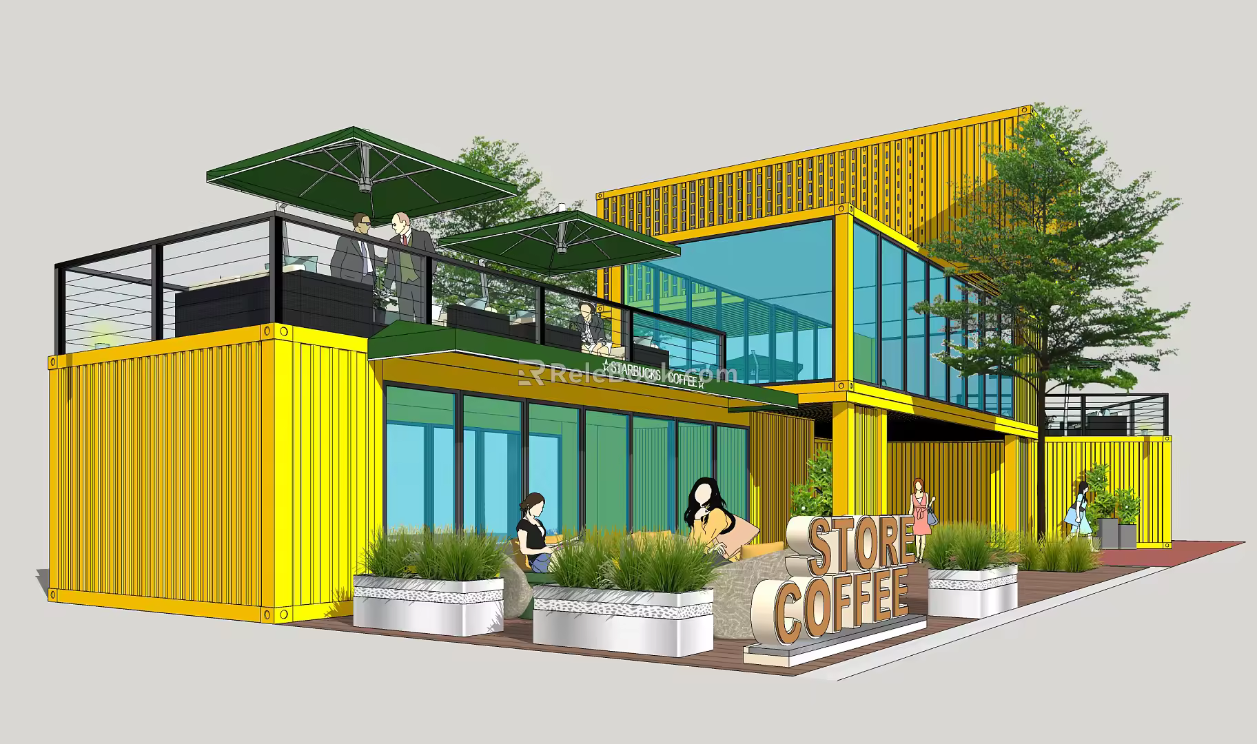 Modern Container Cafe 3d model