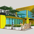 Modern Container Cafe 3d model
