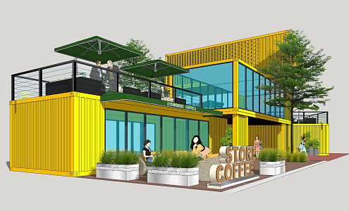 Modern Container Cafe 3d model