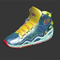 Stylish Blue Sneakers With Pink Laces Yellow Tongue And Cartoon Patterns