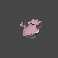 3D Game Movie Character with Pink Hair Dark Skin Rabbit Ears in Pink White Outfit