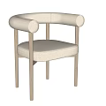 Modern Accent Chair With Beige Upholstered Seat And Natural Wooden Frame Legs