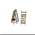 Wooden Ladders And Stool Essential Hardware Tools For Home Improvement And Workshop Use 3d model