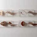 Stylish Transparent Frame Wall Decor With Various Shapes Natural Textures And Brown Beige Tones