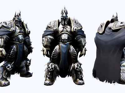 Game Movie Character With Detailed Metallic Armor Skull Decorations And Cloak 3d model