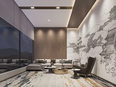 Modern Reception Room Combination Sofa Living Room Company Lounge 3d model