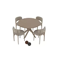 Modern Dining Table Set with Black and Light Wood Tables Brown Velvet and Beige Chairs