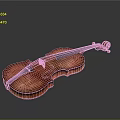 3D Rendered Polished Wooden Violin With Reflection On Dark Background