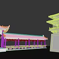 Ancient Chinese Architecture With Flying Eaves Long Corridor And Multi Story Pavilion