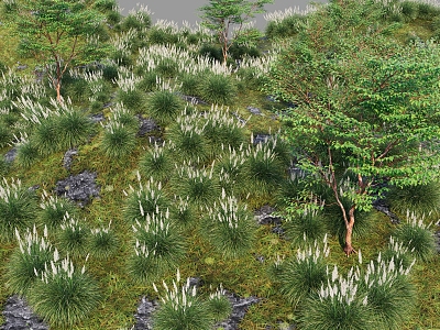 hillside lawn grassland micro-terrain natural mountain body grass facing outward hillside small soil slope hilly terrain stone mountain body 3d model