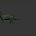 Green Low Poly Cat Design With Trailing Footprints On Gray Background 3d model