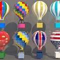 Colorful Hot Air Balloons With Various Patterns As Fun Amusement Rides For Kids