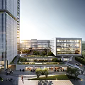 Modern Industrial Factory Building With Glass Curtain Wall And Green Courtyard Space Design