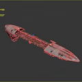 Sci Fi Spaceship Model With Metallic Texture Streamlined Design And Structural Details