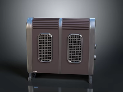 Modern Upright Electric Heater With Dual Grilles And Temperature Control Knobs 3d model