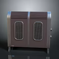 Modern Upright Electric Heater With Dual Grilles And Temperature Control Knobs 3d model