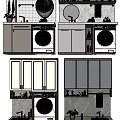Modern Bathroom Cabinet with Washing Machine Mirror and Storage Drawers