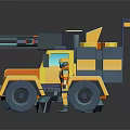 Yellow Mechanical Robots Collection With Spider Truck And Humanoid Shapes Design