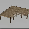Wooden Outdoor Platform Furniture With Plank Surface And Support Legs Design 3d model