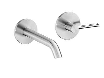 Modern Brushed Stainless Steel Faucet With Wall Mounted Spout And Handle 3d model