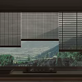 Bay Window Featuring Bamboo Blinds Mountain View Wooden Floor Tea Tray and Plant
