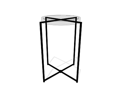 Modern Minimalist Coffee Table With Black Metal Frame And Transparent Round Tabletop 3d model