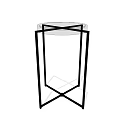 Modern Minimalist Coffee Table With Black Metal Frame And Transparent Round Tabletop