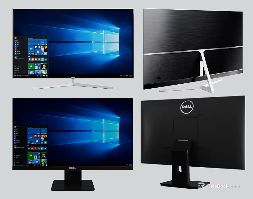 DELL Computer Monitors With Sleek Design Clear Display And Stable Stand Shown In Multiple Angles 3d model
