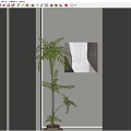 Modern porch aisle greenery hanging picture door 3d model