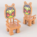 Cute Kids Wooden Children's Chair With Cartoon Face Backrest And Animal Ear Design