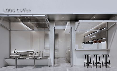 Modern coffee shop 3d model