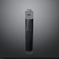 Cylindrical Transparent Bottle With Silver Cap And Dark Liquid Content On Gray Background