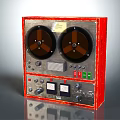 Vintage Red Reel to Reel Tape Recorder With Metal Panel Knobs Buttons and Meters