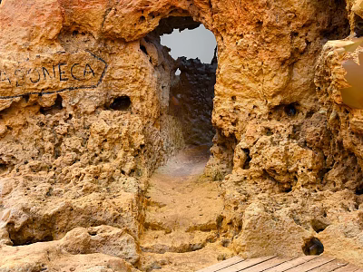 Scenic Rocky Cave Formation With Pathway And Arch 3d model