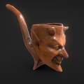 Hand Carved Wooden Face Shaped Lifestyle Product With Long Handle