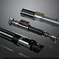 Detailed Lightsaber Hilt Models With Metallic Finish And Various Designs