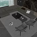 Contemporary Living Room Sofa And Coffee Table Set With Window View Gray Rug Decorative Pillows