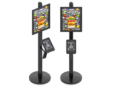 Commercial Floor Standing Equipment For Restaurant Food Display With Digital Screens And Payment Terminals 3d model
