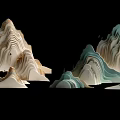 Mountain Shaped Hanging Decorations with Beige and Light Green Layered Design for Modern Home Decor