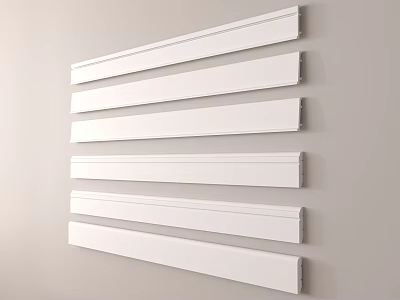 White Decorative Wall Molding Trim Displayed In Rows With Various Designs For Home 3d model